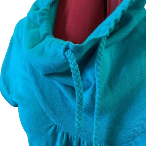 Tunic - Twik top in turquoise cotton Cowl neck with lace side pockets Medium - Picture 2 of 7